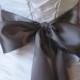 Double Face Pewter Gray Satin Ribbon, 3 Inch Wide, Ribbon Sash Dark Grey, Bridal Sash, Wedding Belt, 4 Yards