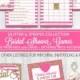 INSTANT DOWNLOAD Bridal Shower Games, Bright Pink & Gold Glitter Fuschia Activity, Bridal Shower Advice Card - Digital PRINTABLE File