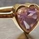 Purple Amethyst Heart Ring - February Birthstone - Gold Ring 7 to 7.5 - Romantic Stacking Ring - Engagement Ring - Handmade - VenexiaJewelry