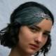 GATSBY HEADBAND  for Great Gatsby Dress Gray OR Beige Feather 1920s headband for 1920s dress