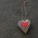 Rustic Wood Heart, Rustic Bouquet Charm, Reclaimed Wood Heart, Barn Wood Heart, Mixed Media Heart, Rustic Heart Tag, Clay Heart, Red Heart,