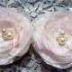 Blush Pink Bridal Flowers, Set of 2 Handcrafted Flowers, Chiffon, Lace and Pearls, Shoe Clips, Bobby  Pins or Appliqués
