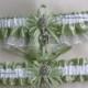 Irish Wedding Garters Claddagh Shamrock Love Knot Charms Handmade Spring Moss Garters