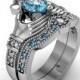 Claddagh Ring - Sterling Silver Blue Topaz Love and Friendship Engagement Ring Set