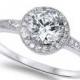 925 Sterling Silver 2.50 Carat Round Russian Ice Diamond CZ Accent Halo Wedding Engagement Anniversary Ring
