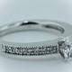 Moissanite Engagement Ring Diamond Side Stones 14k Gold  Ring Name Modern Milgrain