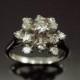 Diamond Snowflake Ring - Cluster Engagement Ring, Vintage 18k
