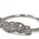 Diamond Art Deco Petal Engagement Ring - 18K White Gold and Diamond engagement ring, leaf ring, flower ring, antique, vintage, halo ring