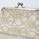 Bridal Silk And Lace Clutch In Champagne,Bridal Accessories,Wedding Clutch,Lace Clutch,Bridal Clutch,Bridesmaid Clutches