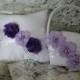 U-Pick Colors-Ivory or White Ring Bearer Pillow/Flower Girl Basket -Purple and Lavender Chiffon Flowers Rhinestone and Pearls- Custom Colors