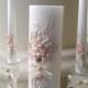Beautiful wedding unity candle set in ivory, champagne and blush pink, perfect set for your unity ceremony