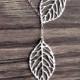 Leaf Lariat - silver grey white dainty leaf pendants - sterling silver chain - Wedding Jewelry - Bridal Jewelry - Simple Everyday - Gift For