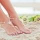 Barefoot sandles, beach wedding shoes, beaded wedding sandals, bridal foot jewelry,  soleless sandles. JESSICA Cream Large