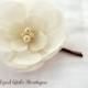 Ivory Bridal Flower Hair Clip, Wedding Hair Accessory, Bobby Pin, Fascinator, Chiffon, Pearl Beads, Bridal Head Piece