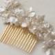 Bridal Hair Accessory Keshi Pearl and Crystal Wedding Flower Hair Comb