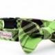 Green and Black Plaid Flannel Dog Collar (Matching  Dog Bow Tie Available Separately)
