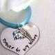 Wedding Bouquet Memorial Heart Shaped Charm With Wing Hand Stamped Something Blue WA03