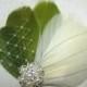 Wedding Bridal Bridesmaid Ivory Olive Green Feather Pearl Rhinestone Jewel Veiling Head Piece Hair Clip Fascinator Accessory