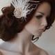 Wedding Hair Accessory, Rose Gold Bridal Hair Accessory, Rose Gold Vintage Style Brooch, Wedding Feather Fascınator