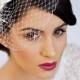 Small Birdcage Veil with Cherry Blossom in Ivory - Bridal Hair Piece - Wedding Hair Piece