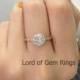 6.5mm Round Charles & Colvard Moissanite and Diamond Ring in 14K Rose Gold, Moissanite ring, Engagement Ring, Same Day Shipping