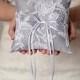 Desiree - 6x6" Wedding ring pillow - Wedding ring bearer - Ring pillow bearer - Silk ring pillow _ SILVER GREY