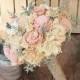 Handmade Alternative Wedding Bouquet - Ivory Blush Nude Bridal Bridesmaid Bouquet, Sola Flower, Natural Bouquet, Keepsake Bouquet