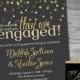 Glitter Glam Confetti Engagement Party Invitation with Gold GREY BACKGROUND