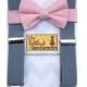 Blush Bow Tie and Grey Suspenders, Toddler Suspenders, Baby Suspenders, Ring Bearer, Pale Pink, Soft Pink, Light Pink