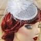 Ivory Fascinator with Birdcage Veil - Cream Bridal Hat - Wedding Fascinator - British Tea Party Hat - Bridal Fascinator