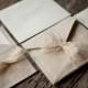 Linen and lace pocket fold wedding invitations