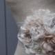 READY TO SHIP wedding  Bridal Sash With   Unique Design Flower off white and  champange color