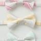 Little Boy Bowties - Gray Stripes - Pink, Yellow, or Mint - Ring Bearer Bow Ties