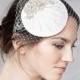 Bridal Millinery Hat with bandeau veil, Bridal Rhinestone Headpiece