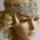 Crystal Rhinestone & Pearls  flapper Gatsby Headband, Wedding Headband, Wedding Headpiece, Halo Bridal Headpiece, 1920s Flapper headband
