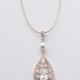 Rose Gold Bridal Necklace Bridal Jewelry with Luxury Large Clear Cubic Zirconia Teardrop Pearl Pendant Wedding Jewelry