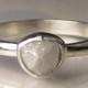 White Raw Diamond Ring - Palladium Sterling Silver Engagement Ring - Rough Diamond Ring