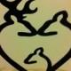 Acrylic, Rustic, Country Heart Buck, Doe and Fawn Deer Family Reversible  Wedding Cake Topper.