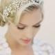 Bridal Halo Headband, Gold Wired Swarovski Crystal And Pearl Hair Wreath, Bohemian Wedding Hair Headpiece, Style: Claudette #1503