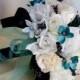 Wedding Accessories Turquoise Wedding Flowers Package Bridal Bouquet Boutonnieres Black Aqua Tiffany Blue Custom For Maggie