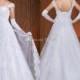 2014 New Off-Shoulder Vintage Applique Beaded A-Line Wedding Dresses Via Sposa Detachable Train Bridal Gown Vestido Noivas Lace Up Free Ship, $129.06 