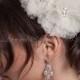 Bridal Hair Flower 2 Piece Set, Point d'Esprit Wedding Flowers, Birdcage Veil Fascinators - Flora