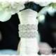 Beaded Rhinestone Crystal Bridal Bouquet Wrap, Wedding Bouquet Cuff, Cuff Bracelets, Set of 2, No. 3010BW, Wedding Accessories, Bouquet Wrap