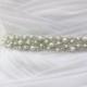 Best Seller - MONACO - 1" White Swarovski Pearls Encrusted Bridal Sash, Wedding Beaded Belt, Pearl Bridal Belts
