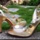 Vintage 1950s Lucite Gold Dot Mr. Kimel of California Slingback Heels-Bridal-Prom-Holiday shoes