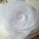 Wedding Hair Flower, White Shimmery Organza Double Rose Hair Flower, Bridal Accessory