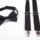 Black Bow Tie & Suspenders Set - Baby Toddler Child Boys - wedding