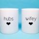 Unique Wedding Gift Idea - Bridal Shower Gift - Hubs and Wifey Coffee Mug - Unique Bridal Shower Gift - Wedding Gift Idea - Anniversary Gift