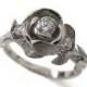 Rose Engagement Ring - 18K White Gold and Diamonds engagement ring, engagement ring, leaf ring, flower ring, 3 Stone Ring, Three stone ring