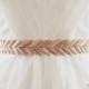 HANABI in Rose Gold - Metallic Bullion Embroidered Bridal Belt, Wedding Sash